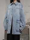 INTO THE EAST 25 Autumn/Winter Mid-Length Large Pocket Denim Jacket ITE-E1DGSS009BU20JK-LAN Blue